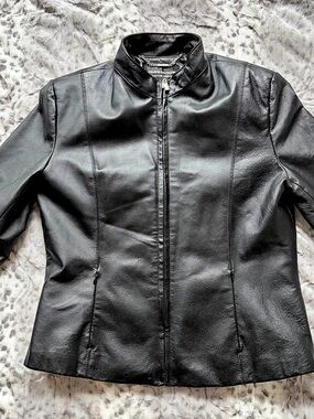 Gorgeous Y2K Vintage Fairweather Leather Zip Jacket in Black Size MFits Small